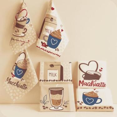 Imagem de Pano de Prato Cozinha Mocca 40x60cm Com 5 Peças Estampas Sortidas - Le