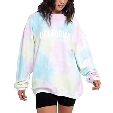 Imagem de chicka-d NCAA Oklahoma Sooners camiseta feminina tie dye com corda, arco-íris tie-dye, GG