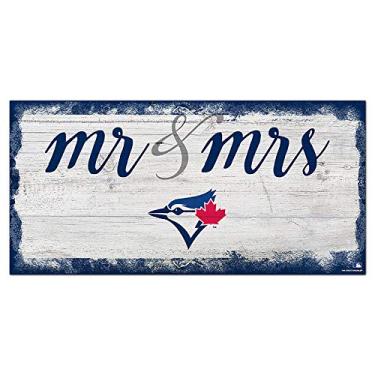 Imagem de Fan Creations MLB Toronto Blue Jays Unissex Toronto Blue Jays, Script Mr & Mrs Sign, Cor do time, 6 x 12