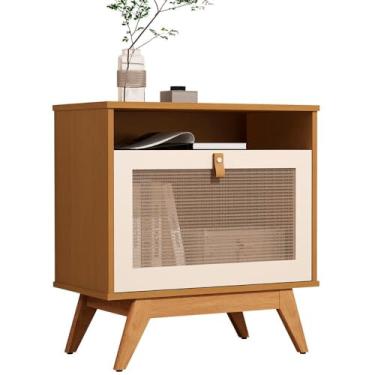 Imagem de Mesa de Cabeceira 1 Porta Nature/Perola/Rattan Jb 2300 - Jb Bechara