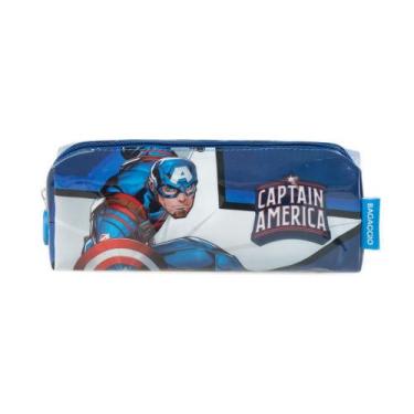Imagem de Estojo Escolar Masculino Marvel Capitão América Azul - Bagaggio, U