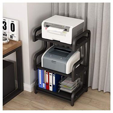 Imagem de SUNESA Suporte de impressão, suporte de impressora de chão, 3 camadas, canto para máquina de fax, escâner, prateleira, escritório, multifuncional, triturador de papel, rack de documentos, suporte de