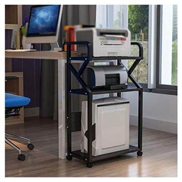 Imagem de Suporte de impressão de 3 camadas para impressora de chão com moldura de metal prateleira de máquina de fax móvel para escritório casa copiadora scanner rack 50 × 30 × 98 cm mesa de impressora (cor