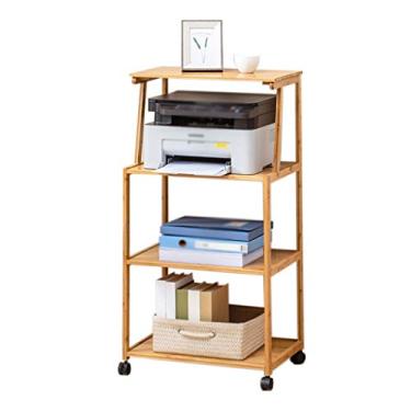 Imagem de Suporte de impressão, prateleira de impressora de chão de 4 camadas, suporte de copiadora móvel, rack de scanner de máquina de fax de escritório (com rodas) mesa de impressora