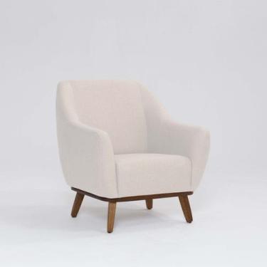 Imagem de Poltrona Tecido Linho Base Madeira Paloma - Domi