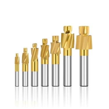 Imagem de WZFC Ferramenta de ranhura piloto Fresa de extremidade escareadora HSS Fresa de Furo de Escavação, Conjunto de 7 peças