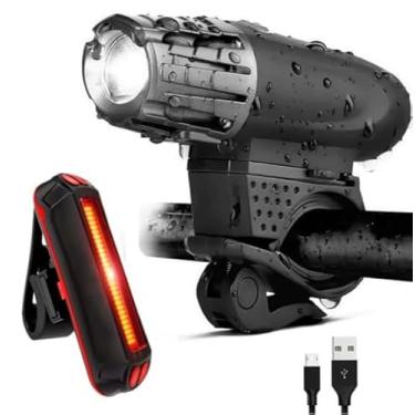 Imagem de UWILE Luzes de bicicleta ultra brilhantes para andar à noite, recarregáveis, LED para bicicletas resistentes ao clima, vários modos. Montagem tubular MTB Road Cyclocross Ebike Mini Bike Scooter