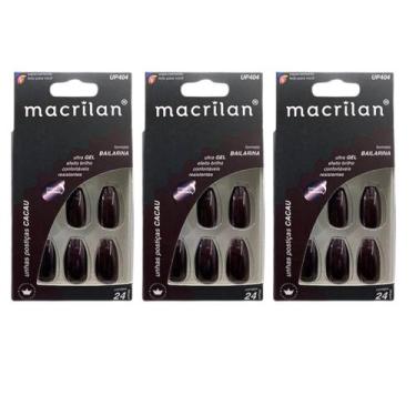 Imagem de Kit 3 Unhas Postiças Bailarina Cacau UP404 - Macrilan