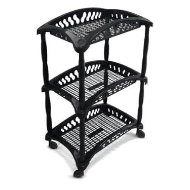 Imagem de Fruteira De Chão De Plástico Multiuso 4 E 3 Andares Organizador Empilhável Com Rodinhas(3 Andares)