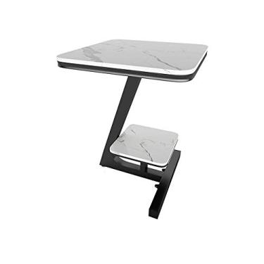 Imagem de Mesa de centro de grão marmorizado, sala de estar, mesa redonda pequena, mesa de canto lateral, mesa de cabeceira