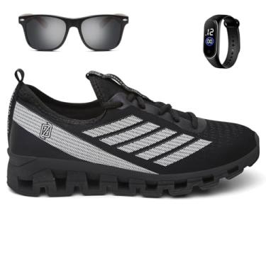 Imagem de Kit Tênis Masculino Esportivo Para Corrida Caminhada Ultra Macio + Óculos e Relógio Digital - Preto/42