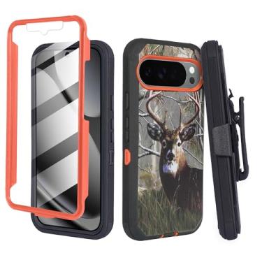 Imagem de Jackpot Wireless Capa protetora de tela projetada para Google Pixel 10 Pro XL de 6,8 polegadas com protetor de tela integrado, coldre com clipe de cinto, com suporte (veado)