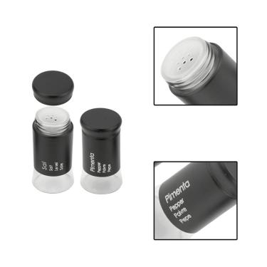Imagem de Kit Saleiro E Pimenteiro Vidro Metal Preto 2 Peças