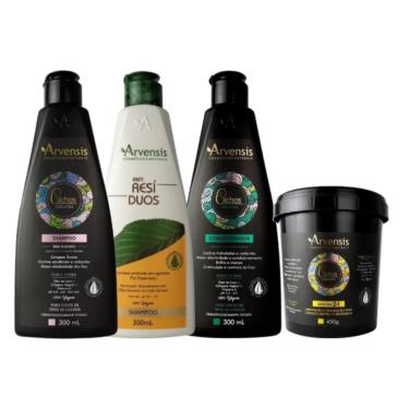 Imagem de Kit Cachos Arvensis Shampoo + Condicionador + Máscara 2x1 450g Shampoo Anti Resíduo