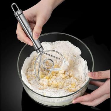 Imagem de Batedor de massa dinamarquês, batedor de pão holandês com gancho de massa de aço inoxidável, batedor holandês tradicional, ferramenta de misturador de massa para fermento, ferramentas de fazer pão e