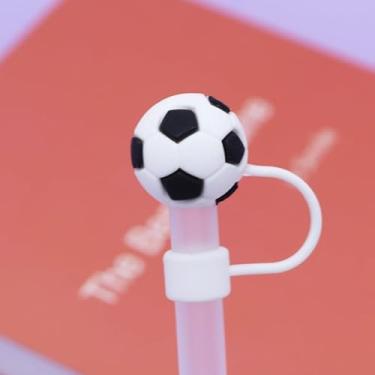 Imagem de Capa de palha de futebol para copo Stanley de 40 e 850 g, tampa de cobertura de palha de silicone de 10 mm para acessórios de copo Stanley, bonito topo de palha para copos, tampa de palha para tampas