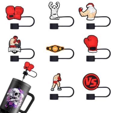 Imagem de Capas de canudo de boxe para Stanley Cup 40 850.5 g, 8 peças esportivo boxe fitness reutilizável topo de palha para 10 mm tampas de ponta de canudo Stanley acessórios (boxe 10 mm)