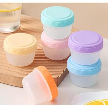 Imagem de 6 recipientes de molho de salada com tampas, recipientes de molho reutilizáveis de plástico de 59 g para lancheira Bento