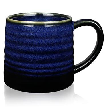 Imagem de RELEDESA Caneca de café grande de cerâmica de 500 ml, xícara de chá de cerâmica grande de 500 ml para escritório e casa, alça grande fácil de segurar, segura para micro-ondas e lava-louças, esmalte de