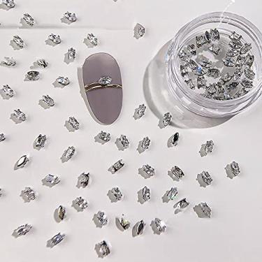 Imagem de Conjunto de joias de unhas brilhantes para decoração de unhas de zircão acessórios de unha unha quadrada (prata-olho de cavalo)