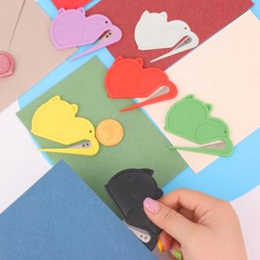 Imagem de Pacote com 6 Abridores de Cartas Envelope Formato de Gato, Abridor de Envelope para Mulheres, Ferramenta de Abertura de Correio Masculina Mini Pacote de Cartas Seguras Ferramenta Aberta para
