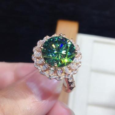 Imagem de Aliança de noivado de zircônia cúbica verde banhada a ouro branco, alianças de compromisso, festas noturnas, presentes de dia dos namorados, alianças de eternidade para mulheres, 8, Cobre, Sem pedra