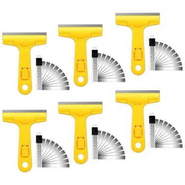 Imagem de Kit Espátula de Limpeza Raspadora Ratinho Multiuso Resíduos Tinta Vidro Piso Rejunte + Lâminas (6 Raspadores + 60 Lâminas)