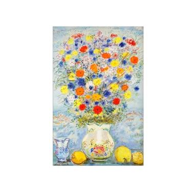 Imagem de Pôster e impressões em tela de flores vintage - reprodução de pintura de arte de parede famosa - flores e limões - imagens para sala de estar 50 x 75 cm 20 x 30 polegadas sem moldura