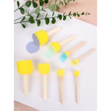 Imagem de Conjunto de 8 pincéis de esponjas redondas, 4 tamanhos, pincéis de espuma, pincel de tinta de esponja para artes e artesanato DIY (amarelo)