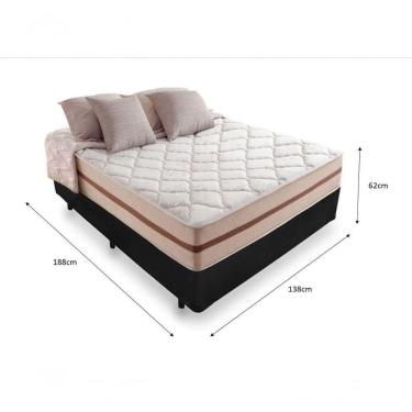 Imagem de Cama Box Casal 138 Tecido Sintético Preto Com Colchão Pillow Angel - Bello Box - Molas Ensacadas 62x138x188