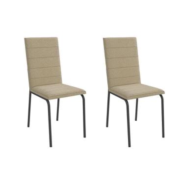 Imagem de Cadeira De Cozinha Amsterdã 2c091 Aço Kit 2 Un Preto-boucle Bege Fendi - Kappesberg