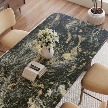 Imagem de VaryPaper Papel de contato de granito preto fosco dourado fosco de 39,9 cm x 800 cm para bancadas à prova d'água para bancadas de cozinha, papel de parede de mármore para paredes de banheiro,