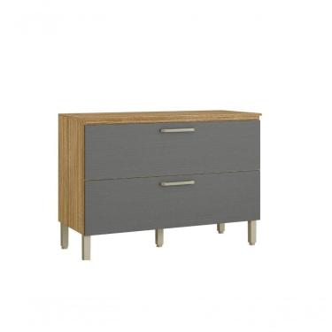 Imagem de Balcão De Cozinha 1 Porta Basculante 1 Gaveta Com Tampo 1,20 Cm Basic Ametista Kits Parana Freijó Gris