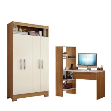 Imagem de Conjunto Para Escritório Com Mesa Nt2105 E Armário Nt4040 Freijó/off White Notável Freijó Trend/off White Tx