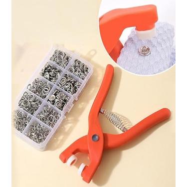 Imagem de Kit de botões de pressão com alicate de pressão manual, 50 botões de pressão de metal em caixa transparente - para costura de artesanato, roupas, chapéus, bolsas e mais - presente para artesãos e