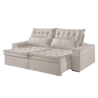 Imagem de Sofá 3 Lugares Retrátil E Reclinável Martins M-118 Veludo Creme