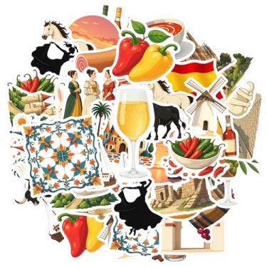 Imagem de 35 peças Espanha Cultura Viagens Alimentos Arquitetura Adesivos Brinquedos Alimentos Adesivos Culinários para DIY Telefone Guitarra Laptop Notebook Mala Copo Guitarra DIY Bicicleta Skate Laptop