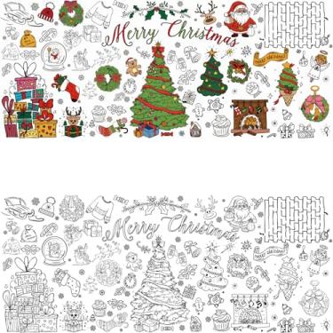 Imagem de ZAKVOOR Toalha de mesa gigante para colorir – Pôster jumbo de 76 x 182 cm para artesanato infantil, decorações de festa (Natal-1)