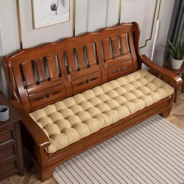 Imagem de Almofadas De Banco De 8 Cm De Espessura 2/3 Lugares Jardim Retangular Banco Almofadas De Assento Almofadas De Sofá Para Sala De Jantar Pátio Cozinha Escritório Chaise Outdoor, Yellow, 160 * 52 * 8cm