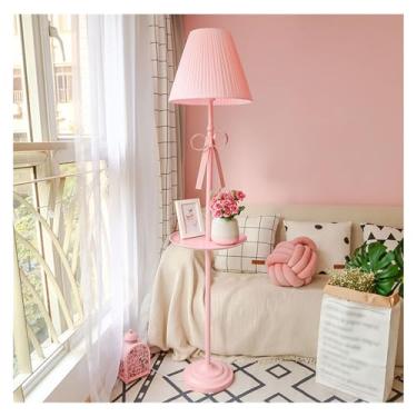 Imagem de Luminária de chão Candeeiro de pé moderno com mesa bandeja, candeeiro para sala estar, quarto, escritório, casa(Pink)