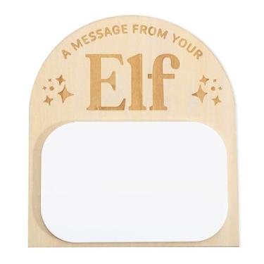 Imagem de Uma mensagem do seu quadro de madeira de elfo - Decorações de festa mágica de Natal, quadro apagável a seco com mensagem de elfo, lembrança reutilizável de férias em família, adereços de foto de placa