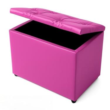 Imagem de Baú Retangular Banquinho Puff Decorativo organizador Guarda Brinquedos Assento(ROSA CORINO)