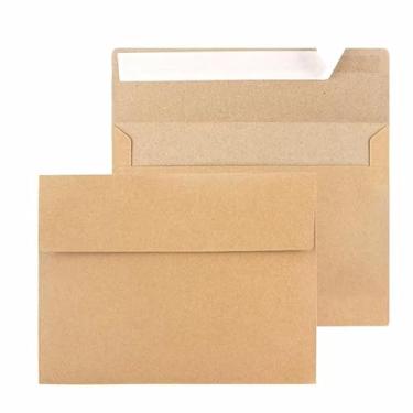 Imagem de Envelopes A7, 100 pacotes de envelopes de papel kraft, cartões comemorativos, correspondências, envelopes de convite para impressão, casamento, festa, fotos, cartões postais, tamanho padrão de 12,7 x