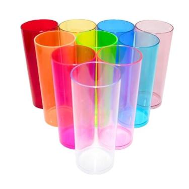 Imagem de 20 Copos Long Drink Acrílico Cristal Colorido 330ml Festas Cores Sortidas