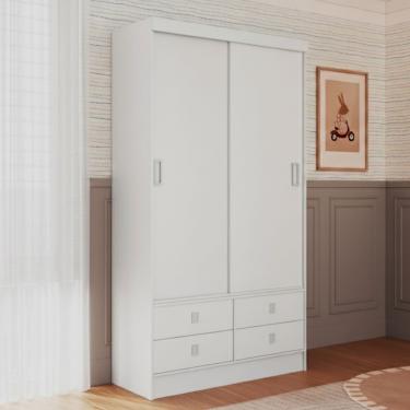 Imagem de Guarda Roupa Infantil 2 Portas de Correr 4 Gavetas Sofia Percasa - Branco
