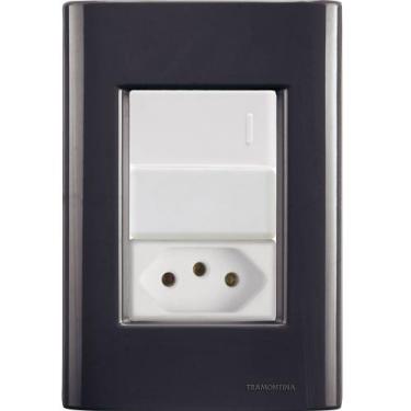 Imagem de Interruptor Tomada 20A Giz Grafite Tramontina completo pronto - Kit Tr