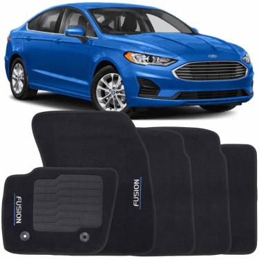 Imagem de Jogo de Tapete Automotivo Carpete Ford Fusion 2013 à 2019 Soft Logo Bordado Preto 5 Peças