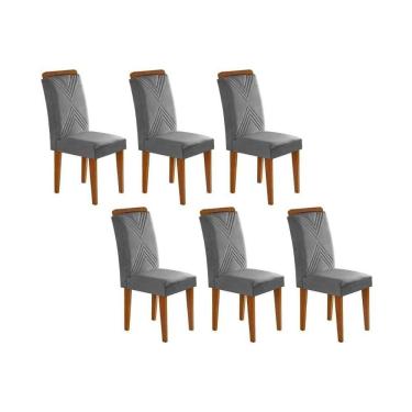 Imagem de Kit 2 Cadeiras Sala Jantar Amsterdã 6 Un Capuccino Suede Grafite Rufato