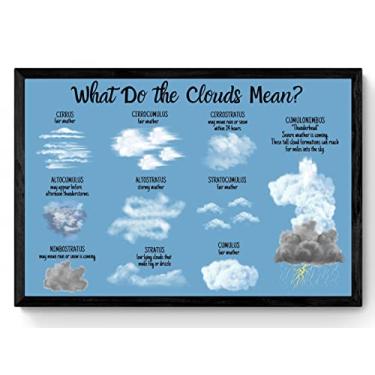 Imagem de Placa de metal retrô de 20 x 30 cm Cloud Types Science Id Poster Weather Prediction Meteorology Spring Summer Educational Printable Nature Scout Camp Chart Identification Rustic Home Decor
