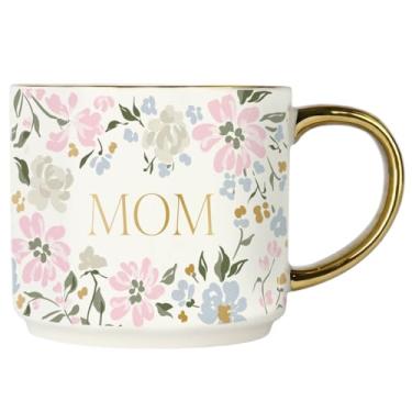 Imagem de Sweet Water Decor Caneca para mãe, xícara de porcelana fina de 400 ml com alça dourada e borda para chá e café, ideia de presente para o dia das mães, aniversário da mãe e Natal, lindo design floral